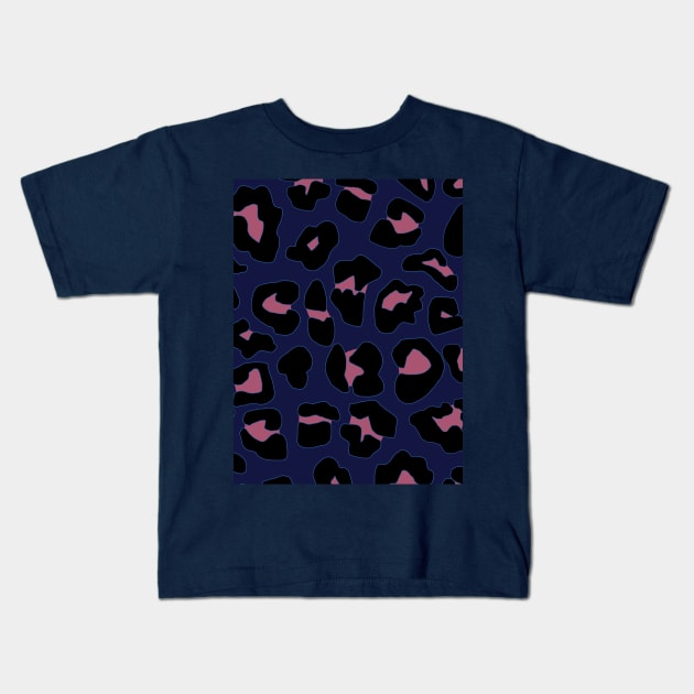 Pink and Blue Leopard Print Pattern Kids T-Shirt by OneThreeSix